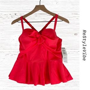 TORRID Women’s Size 00-C/D Swim Tankini Midkini Top Peplum Adjustable Straps NWT